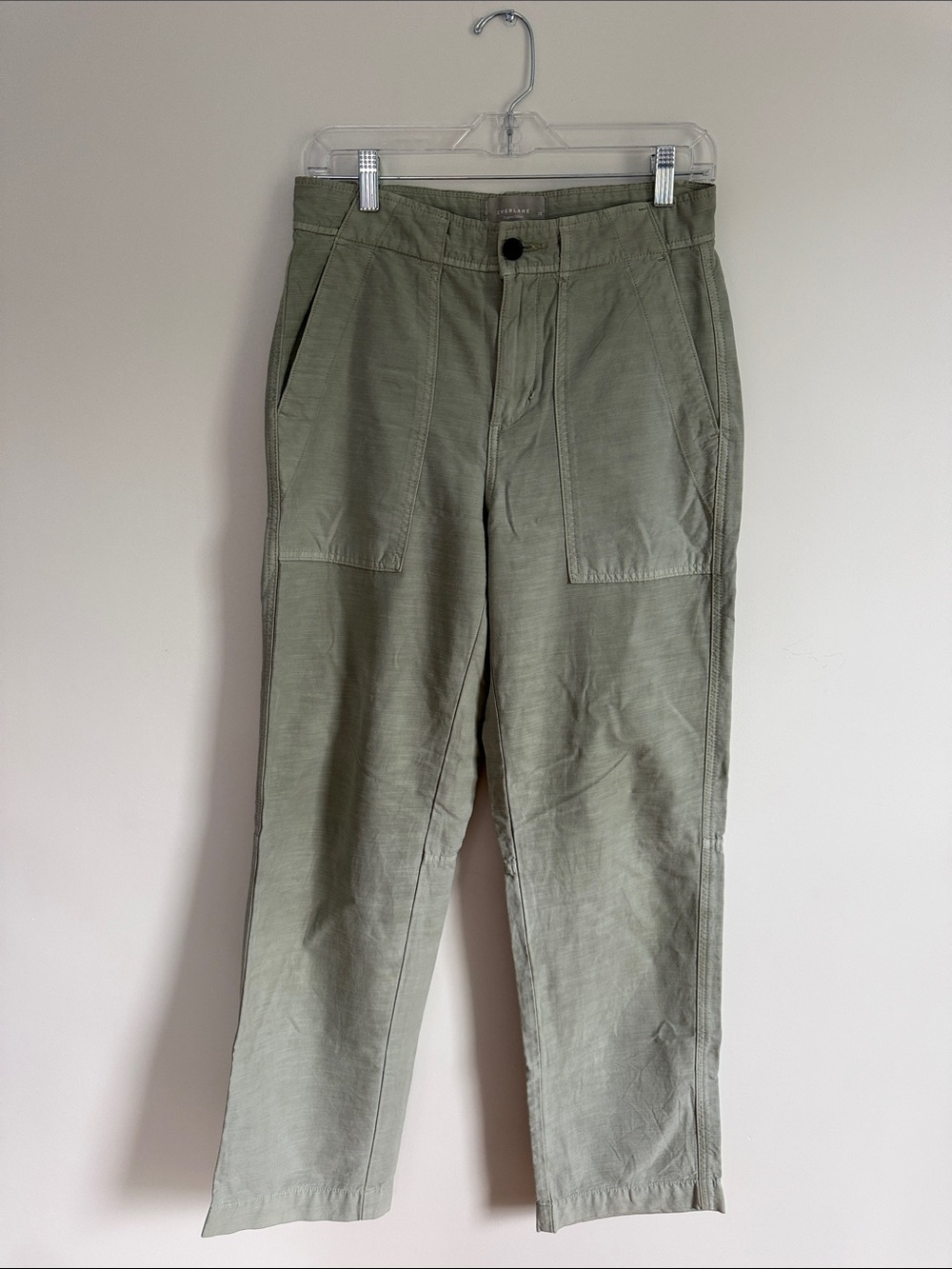 Everlane Organic Cotton Casual Utility Pants Straight Leg Sage Womens size 28